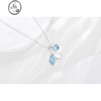 JiMi叶子项链女款夏银银轻奢小众设计高级锁骨链2023新款七夕礼物