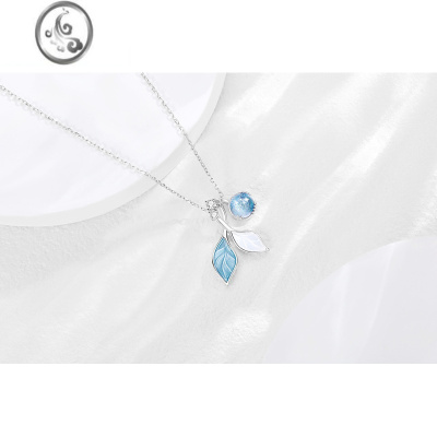 JiMi叶子项链女款夏银银轻奢小众设计高级锁骨链2023新款七夕礼物