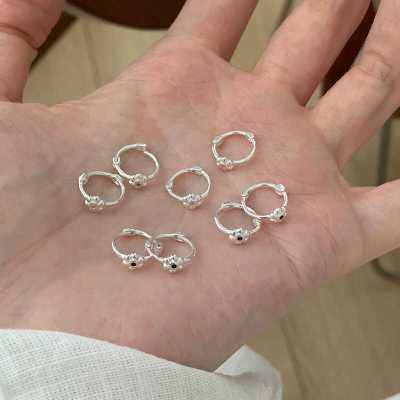 s925纯银彩色花朵耳扣小众独特养耳洞耳钉时尚甜美少女耳饰潮送女朋友老婆情人节七夕生日礼物