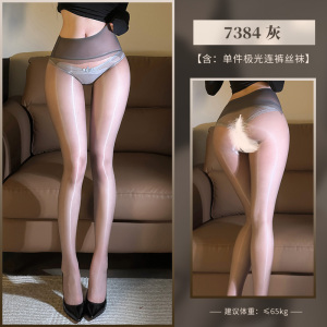 霏慕高腰深裆极光丝滑性感无痕连裤袜女式情趣丝袜性感情趣内衣透视连身袜制服7384不开裆