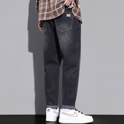 男士牛仔裤新款春秋季潮牌宽松直筒裤高街水洗百搭休闲长裤子