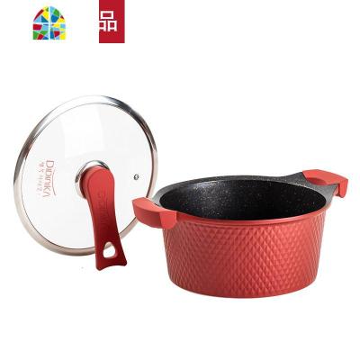 韩国汤锅蒸锅两用不粘锅双耳家用多功能大炖锅24cm FENGHOU 新款红色钻石汤锅