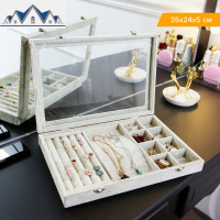 防尘绒布首饰盒耳钉耳环耳饰收纳盒项链饰品展示架欧式收拾收纳架 三维工匠