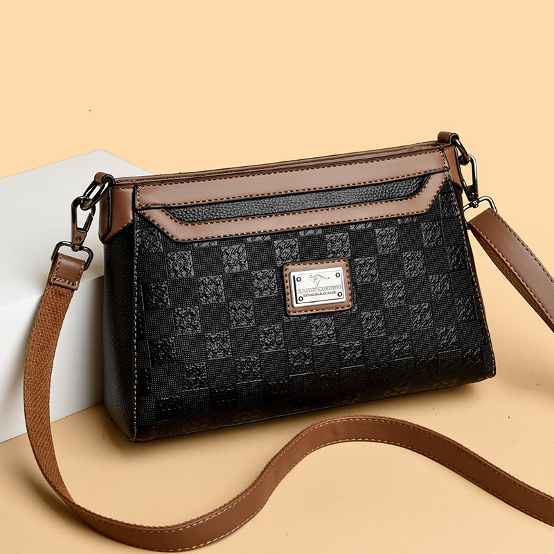 包包女包新款2026单肩包女斜挎包女时尚菱格印花小方包女