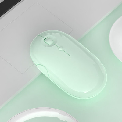 联想hp惠普戴尔苹果电脑2.4G无线鼠标可充电式文艺范静音无声滑鼠女生可爱无限MAC台式通用少女心笔记本家用办公薄荷绿色