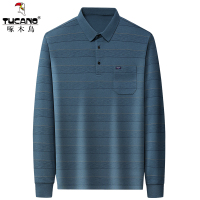 啄木鸟爸爸装长袖t恤男士春秋季新款翻领中老年爷爷打底上衣休闲