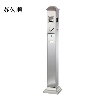 苏久顺不锈钢垃圾桶烟蒂柱灭烟桶带烟灰缸室外电梯口立式屋顶式不锈钢烟灰柱