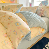 A版全棉B版豆豆绒四件套牛奶绒小清新冬季加绒加厚珊瑚绒床上用品