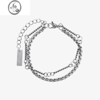 JiMivibe日系复古2023SS双层钛钢手链男潮ins轻奢小众简约高级感手饰