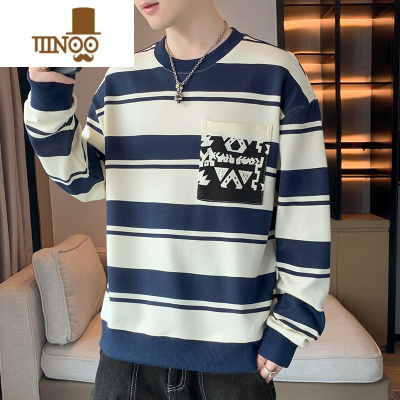 YANXU长袖t恤男士2023新款潮牌ins宽松百搭口袋打底衫秋装上衣服