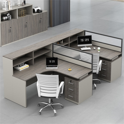 易企采 F型双人位不含椅 职员办公桌组合员工位卡座屏风隔断财务行政办公桌