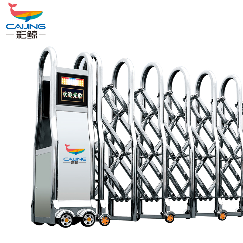 CJ-SSM023 智能不锈钢伸缩门学校小区工厂电动大门推拉门商业办公大门酒店家具电动门