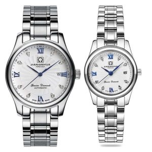 瑞士嘉年华情侣手表名匠商务系列精钢石英表 男日历防水大三针间金男士女士对表 腕表8828G、8830L情侣水钻石英款