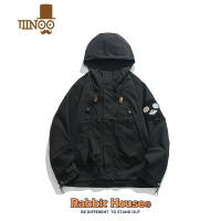 YANXU2023工装机能休闲连帽夹克男潮流宽松黑色外套冲锋衣