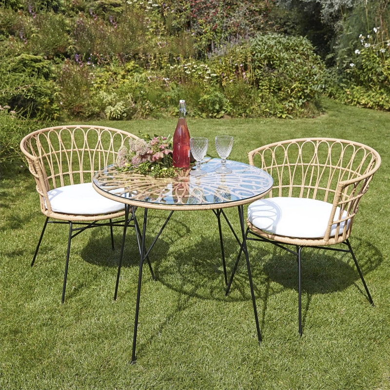 质凡室外桌椅庭院桌椅防水防晒户外休闲藤椅三件套组合 茶几藤编家具