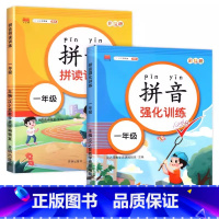 [2册]拼音拼读+强化训练 小学一年级 [正版]一年级拼音强化训练语文专项练习册上册下册人教版同步拼音练习看图写拼音汉语