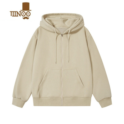 YANXU卫衣男连帽男士美式纯色开衫上衣2023新款宽松男生休闲外套