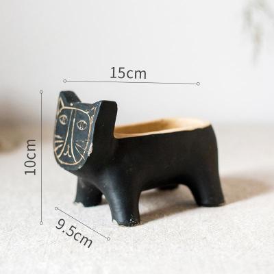 美帮汇黑猫咪 抽象艺术花盆花器装饰收纳 杂货花园园艺摆件 猫咪花器(小号)底部以打孔 大