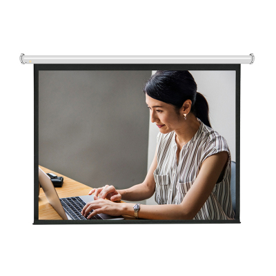 经科JK投影幕布YY1 96寸1:1电动遥控白塑幕投影机投影仪幕布