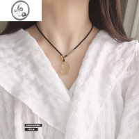 JiMi黄水晶貔貅项链女款锁骨链2023新款情侣水晶黑编绳吊坠男