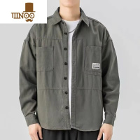 YANXU夏季工装衬衫男长袖复古风设计感痞帅宽松衬衣外套潮