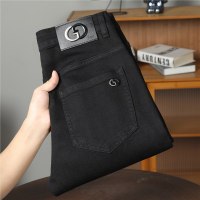 高端轻奢男士牛仔裤春夏新款纯黑色修身弹力小脚裤欧洲站休闲长裤