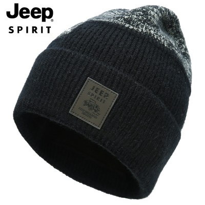 JEEP SPIRIT新款毛线帽加绒加厚秋冬保暖护耳帽子男士线帽子A0635