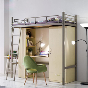 文灵铁床学生宿舍床上下柜公寓床单人床组合床带衣柜书桌铁床上下铺床