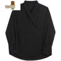 YANXU日系复古轻奢衬衫男长袖韩版慵懒风潮流坠垂感痞帅绸缎衬衣薄