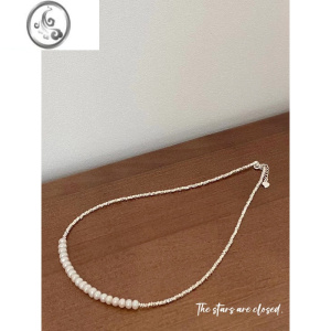 JiMi星星打烊了 碎银子珍珠项链手链简约2023新款百搭925银锁骨链