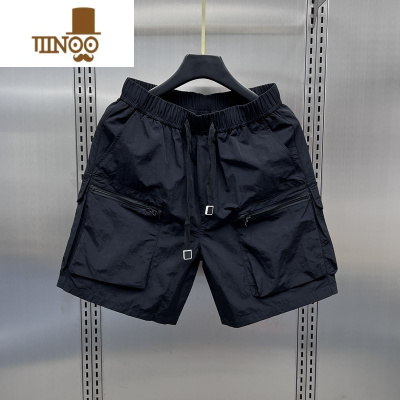 YANXU日系复古多口袋工装短裤男士潮牌夏季薄款宽松直筒休闲外穿五分裤