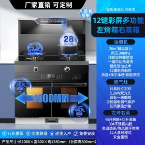 旺厨好太太 1000mm新款大尺寸集成灶 自动清洗侧吸下排式烟机一体灶油烟机燃气灶消毒柜家用烟灶消一体语音声控 天然气
