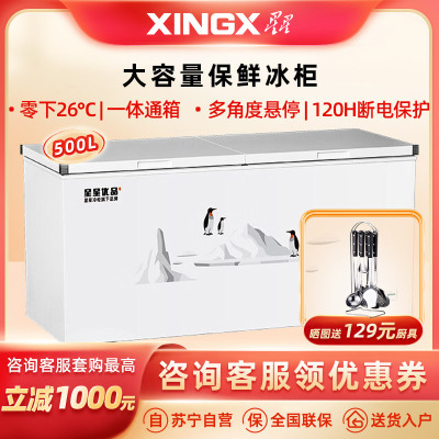星星优品500升商用冰柜冷藏冷冻转换柜 保鲜强劲冷冻超市便利店大容量节能省电 可达零下负26度 BD/BC-500C/U