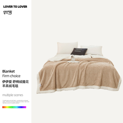 伊伊爱 舒棉绒提花羊羔绒毛毯