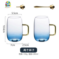 云石大容量耐热加厚防爆冷水壶 耐热玻璃水杯套装凉水壶 FENGHOU 云石杯[两个][280ml][送樱花勺子]