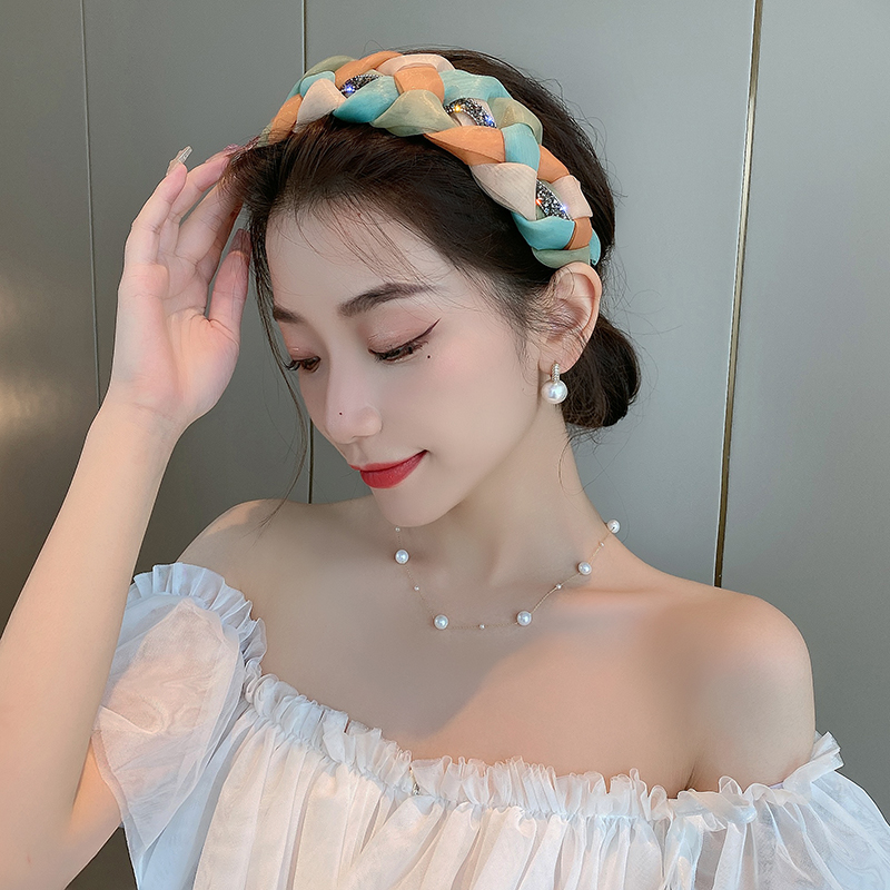 撞色高颅顶发箍女夏季2023年新款闪钻头箍气质高级感网红宽边头饰送女朋友老婆情人节七夕生日礼物