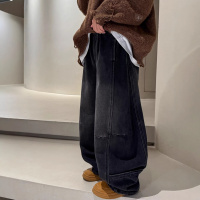 男童春秋款裤子2026新款大童春季男孩帅气时髦直筒儿童春装牛仔裤