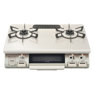 日本进口林内液化气灶基础版台式两眼头日系煤气炉烤箱单面烤高配RT64MH7R2-CL LP水晶涂层面板白色左大火