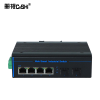 册视工业级千兆2光4电web管理VLAN环网网管光纤交换机DIN35导轨式单模单纤1A1B台