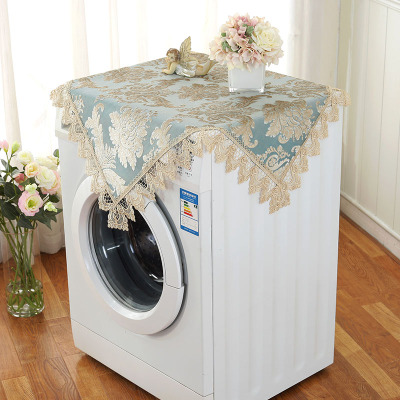 滚筒洗衣机罩金铂喜全自动加厚蕾丝冰箱盖布防晒波轮单开台布巾孔雀蓝85X85CM正方（洗衣机单开门冰箱）