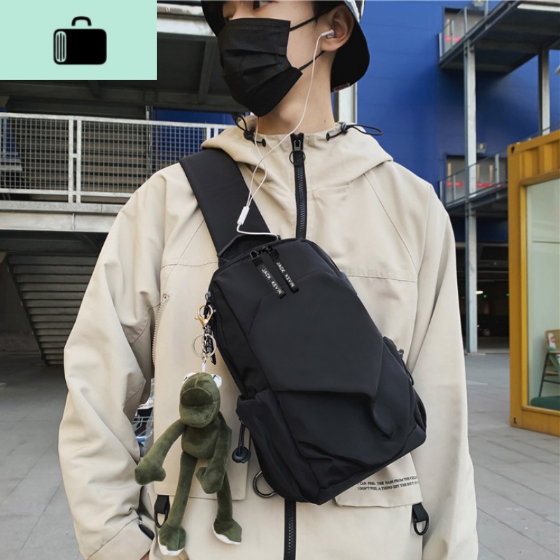 胸包男简约休闲韩版腰包帆布小包包男士斜挎包单肩包运动背包潮包NEW LAKE男士腰包