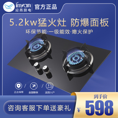 迎燕inyan一级双炉头大火力燃气灶液化气灶热电偶熄火保护高效节能燃烧
