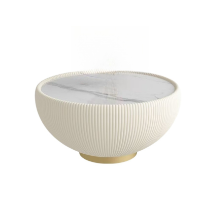 钟伯 茶几 岩板圆形奶油风格 75*75*35厘米 套