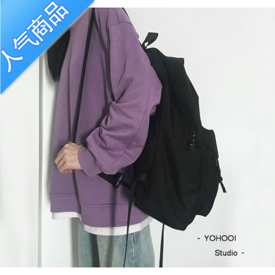 FENGHOUYOHOO!/斜挎/双肩两用背包ins日韩百搭大学生书包男女双肩包包潮包包(有黑色/米白