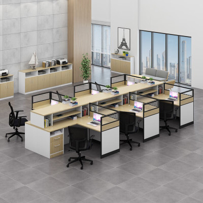 域赢屏风办公桌职员办公桌简约现代隔断员工位电脑桌工作卡位干型6人