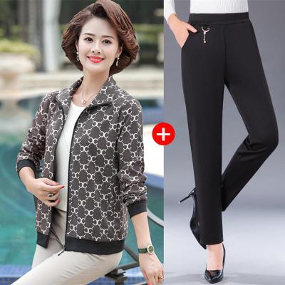 迪鲁奥(DILUAO)40岁50岁妈妈穿的外套女妈妈秋装外套2021新款中年女装短款衫中老年人春秋款上衣