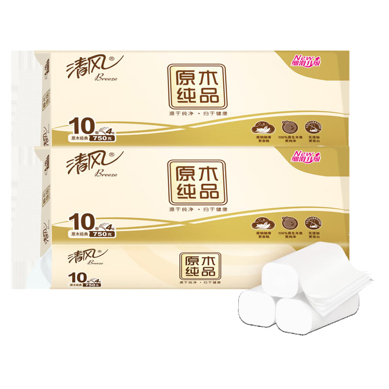 清风卷纸原木纯品无芯加厚4层75g*20卷B02B7MCN6