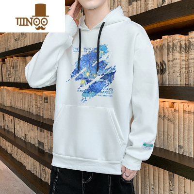 YANXU男士卫衣休闲宽松潮牌连帽青少年男装美式oversize上衣外套
