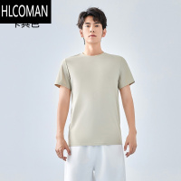 HLCOMAN男士短袖t恤2025新款夏季白色速干透气凉感宽松运动打底