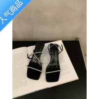 SUNTEK法式高跟一字带凉鞋仙女鞋子2023年新款夏季气质晚风配裙子高级感